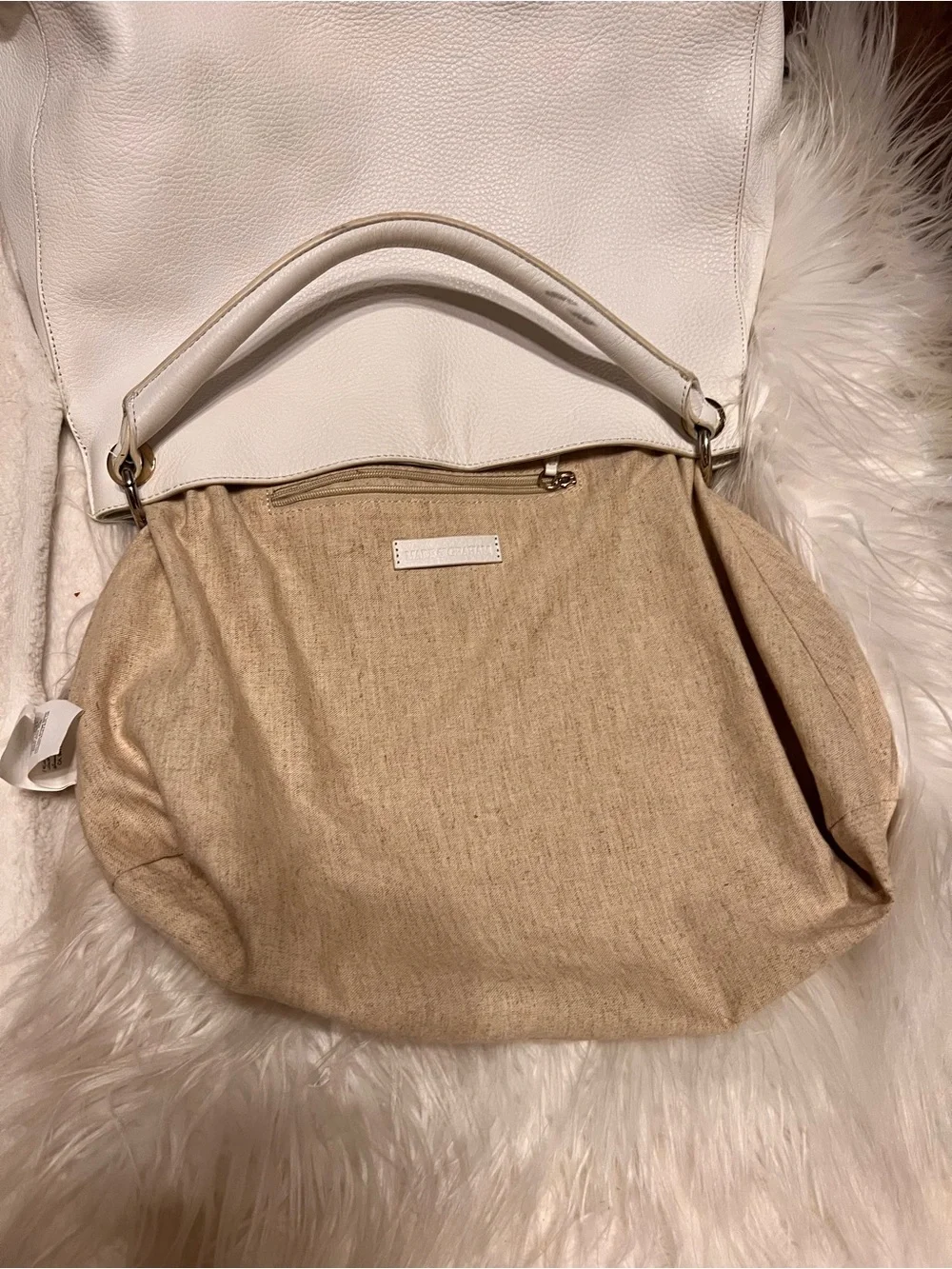 Mark & Graham ivory Pebbled Leather Hobo Bag